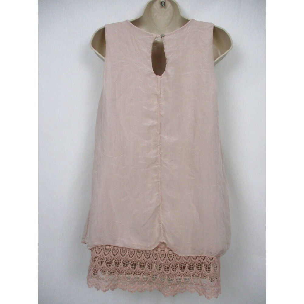 Elena Baldi Silk Top Women Small Crochet Lace Lagenlook Coquette Romantic Pastel - Picture 8 of 16